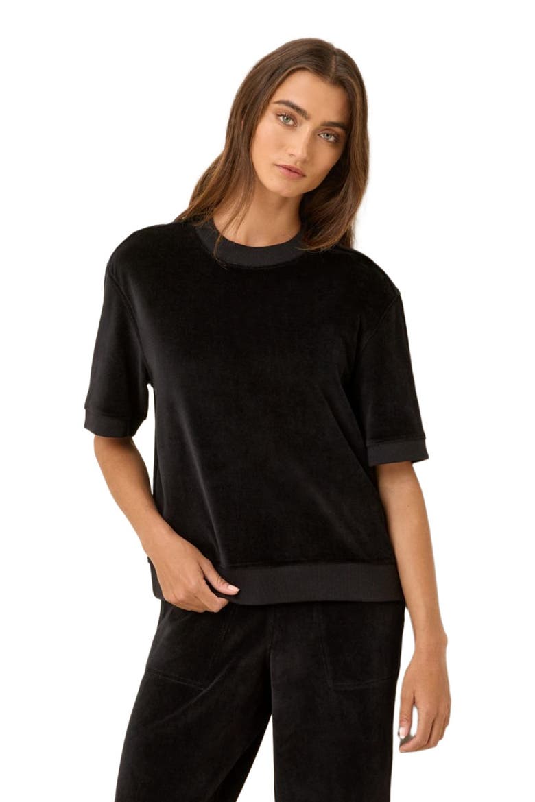 Organic Cotton Pure Velour Sweatshirt Tee, Alternate, color, Black