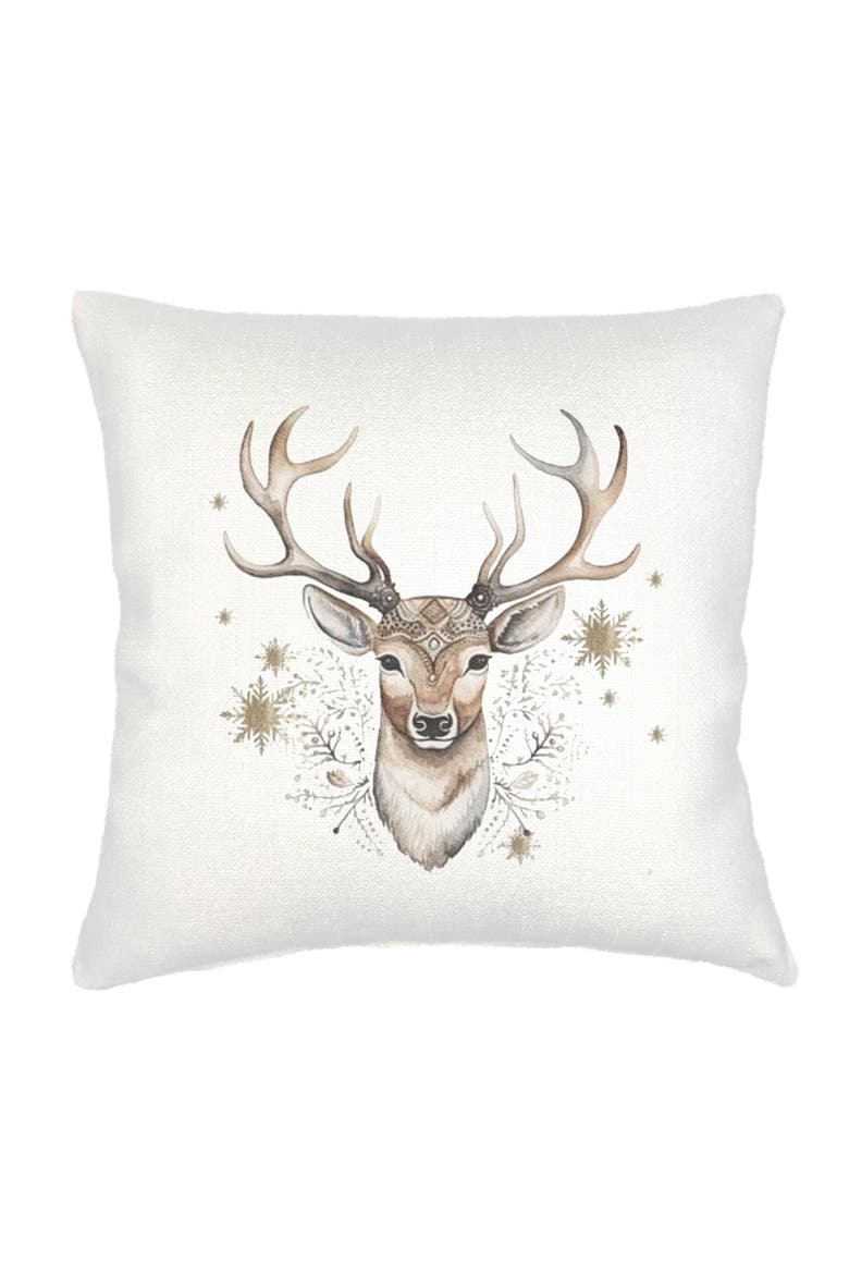 Festive Reindeer Velvet Pillow Cover Only, Main, color, White