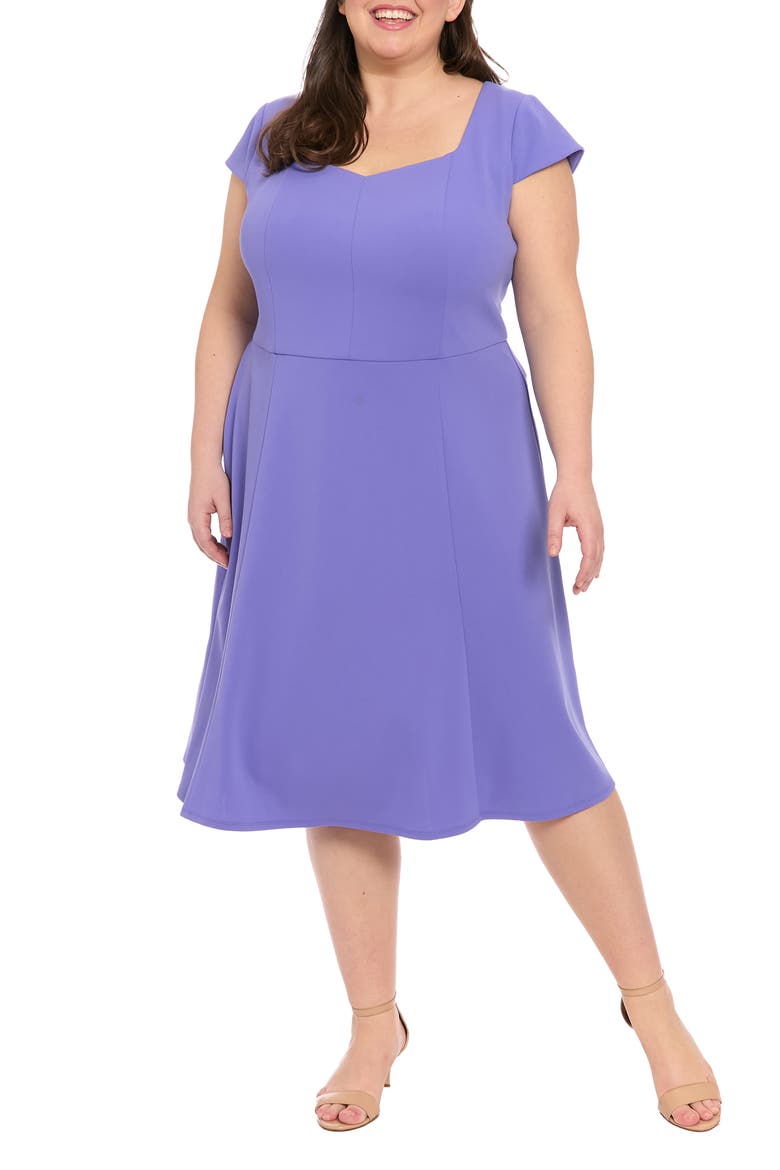 Fit & Flare Sweetheart Midi Dress, Main, color, VERY PERI