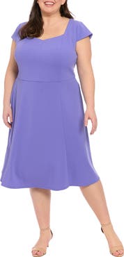 London Times Fit & Flare Sweetheart Midi Dress
