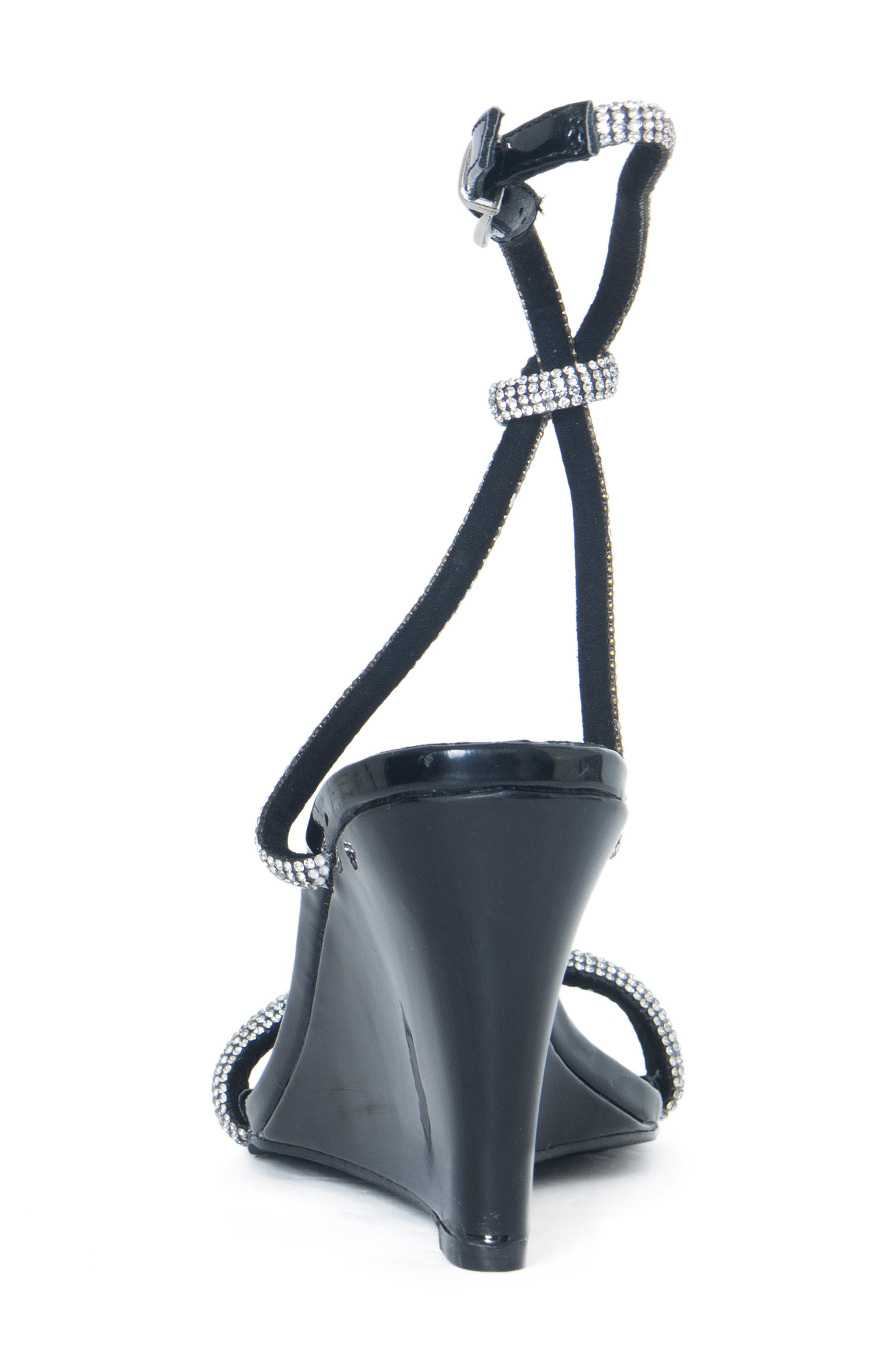 Lauren Lorraine Winnie Ankle Strap Wedge Sandal, Alternate, color, Black