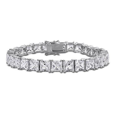 Lab-Created White Sapphire Square Tennis Bracelet