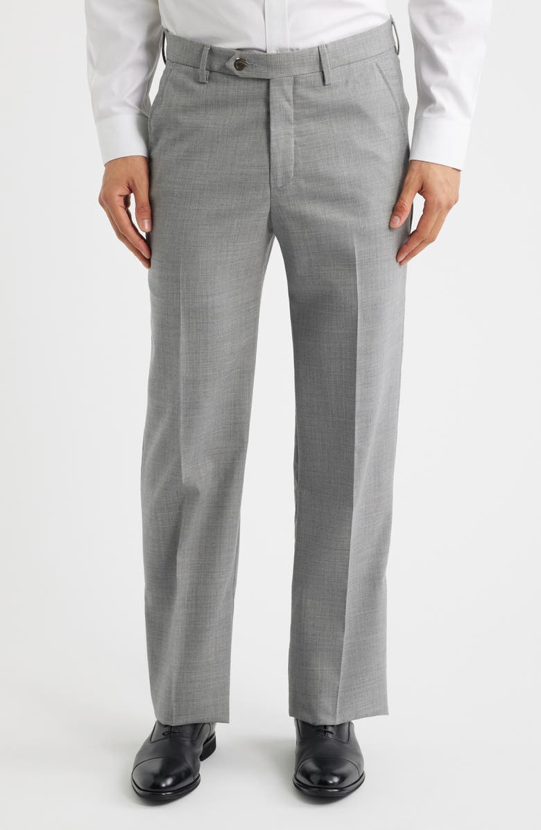 Berle Flat Front Tropical Weight Wool Dress Pants, Main, color, Pearl Grey