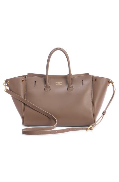 Balenciaga Small Bel Air Leather Carry All Tote In Brown