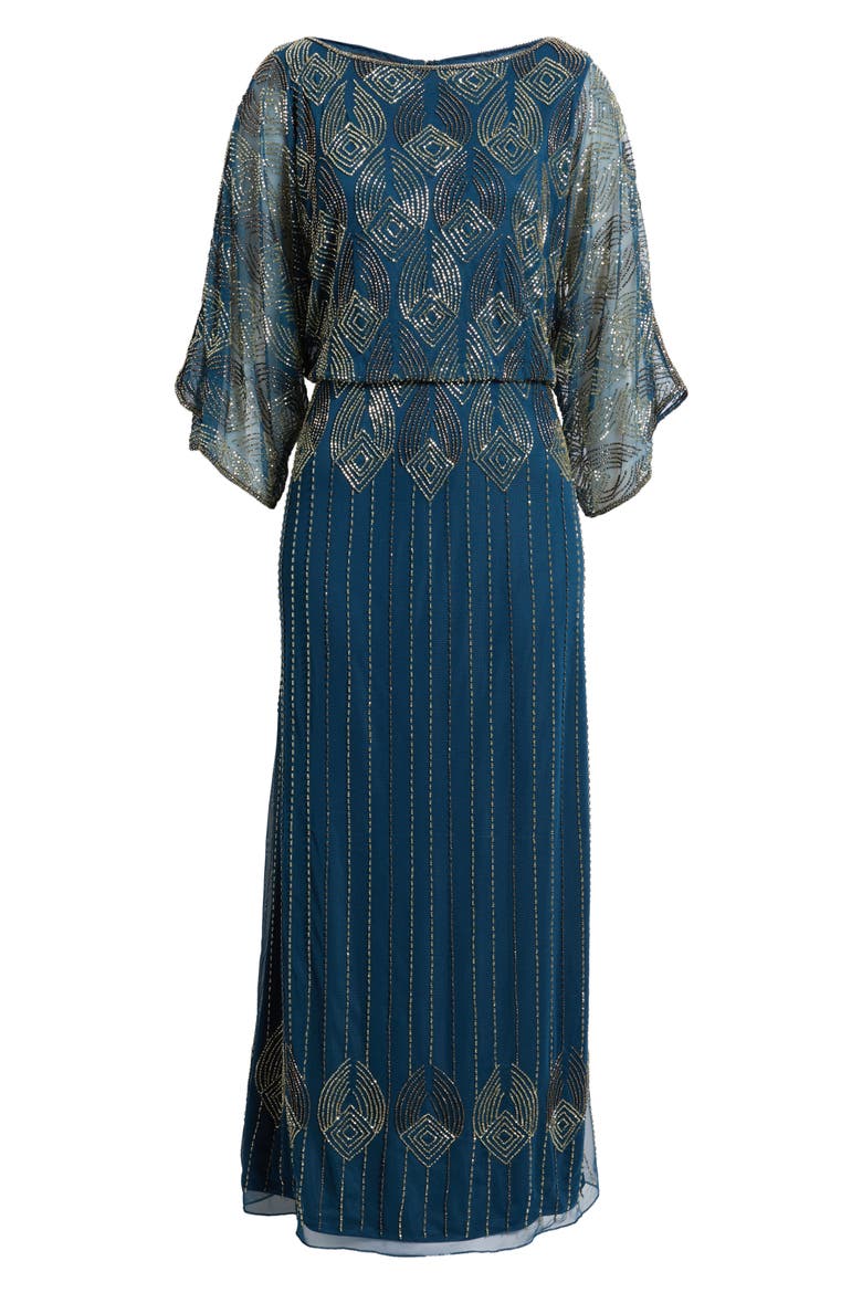 Beaded Cold Shoulder Cocktail Dress, Alternate, color, PEACOCK 406