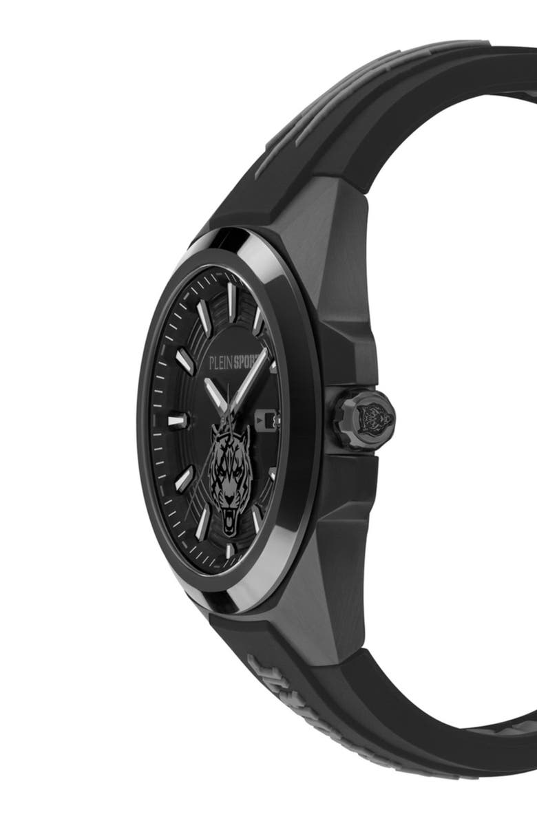 PLEIN SPORT Tigermaster Quartz Silicone Strap Watch, 47mm, Alternate, color, Black