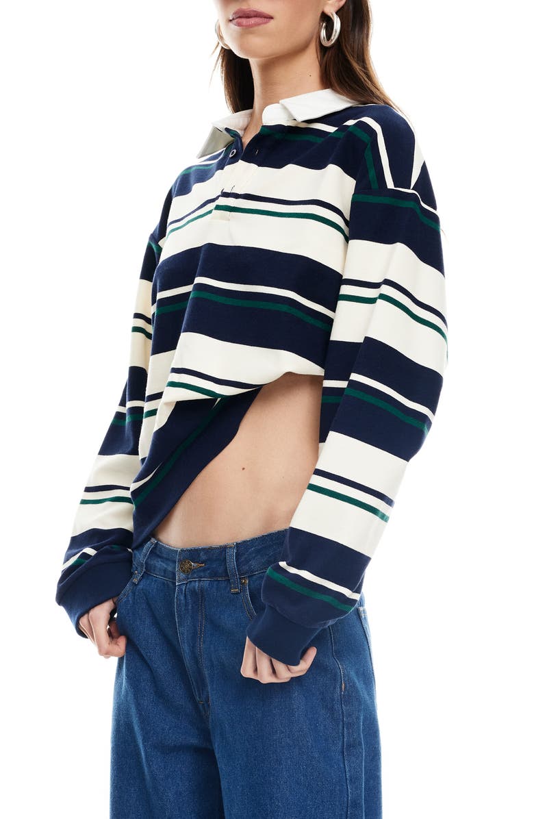 LIONESS Preppy Stripe Rugby Shirt, Alternate, color, Midnight Stripe