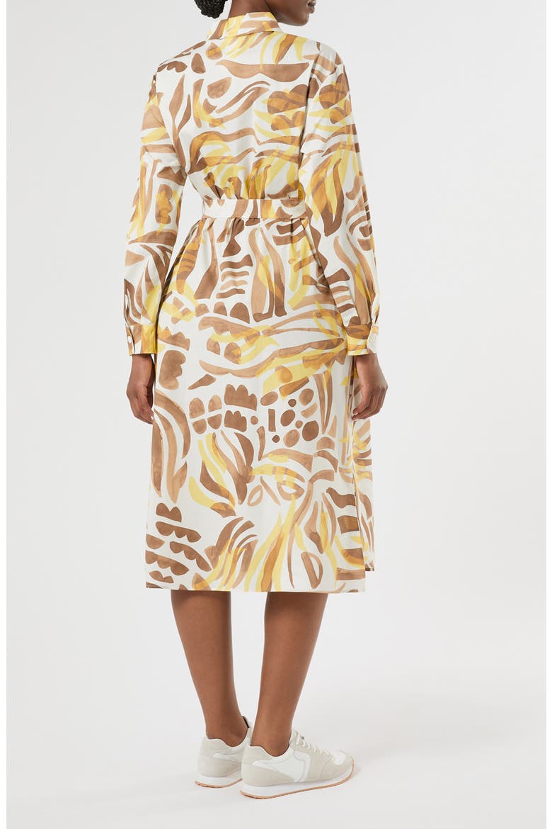 Voyage Collection Print Long Sleeve Stretch Poplin Shirtdress, Alternate, color, IVORY