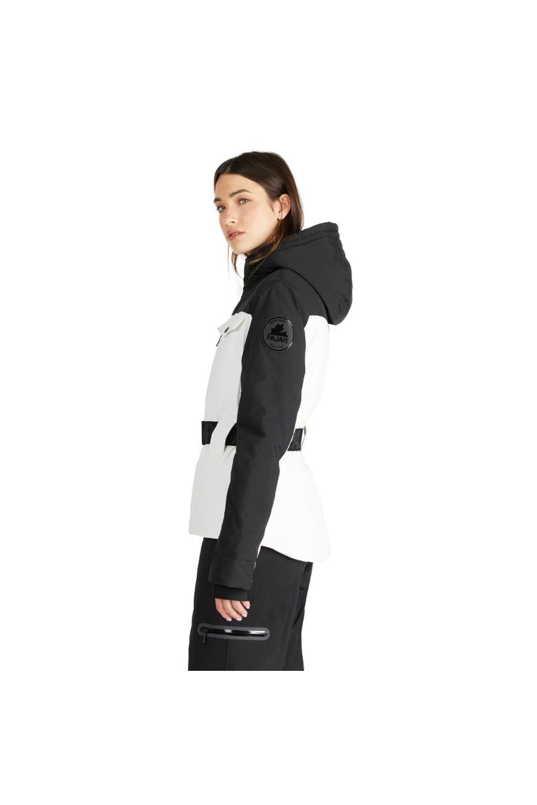 Gabbi Belted Ski Jacket with Fixed Hood, Alternate, color, White Op