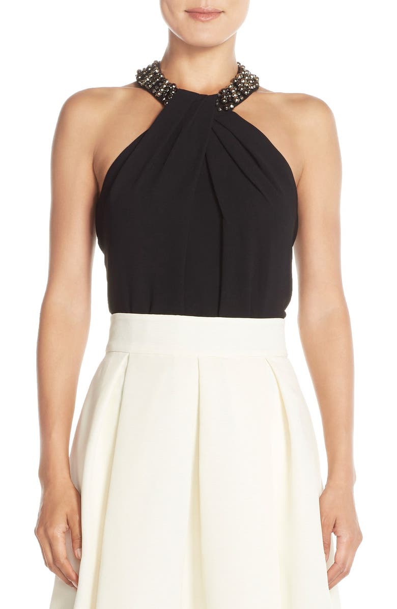 Eliza J Beaded Crepe Top, Main, color, 