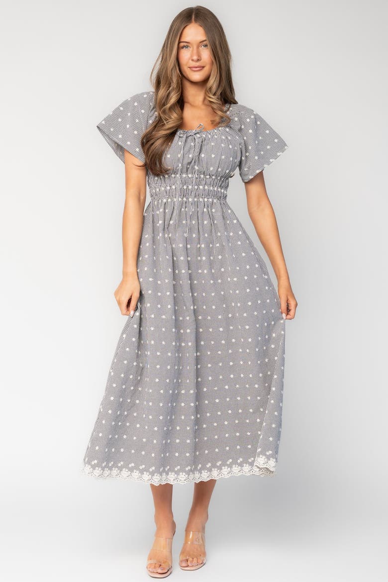 Reyna Midi Dress, Main, color, Black + White Gingham