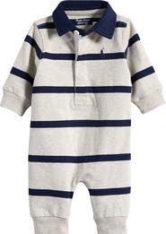 Ralph Lauren Rugby Stripe Cotton Interlock Polo Romper
