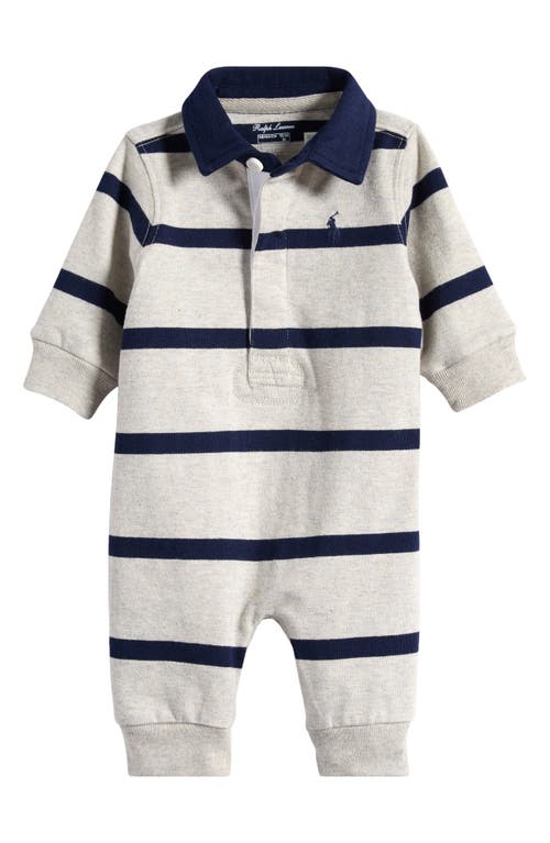Ralph Lauren Babies'  Rugby Stripe Cotton Jersey Polo Romper