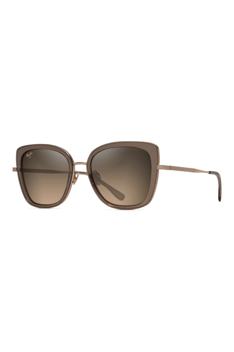 Violet Lake 53mm Polarized Round Sunglasses, Alternate, color, TRANSPARENT TAUPE WITH GOLD