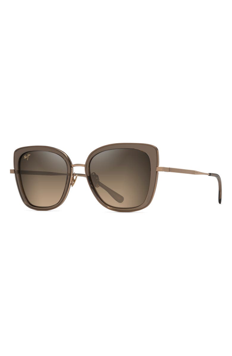Maui Jim Violet Lake 53mm Polarized Round Sunglasses, Alternate, color, Transparent Taupe With Gold
