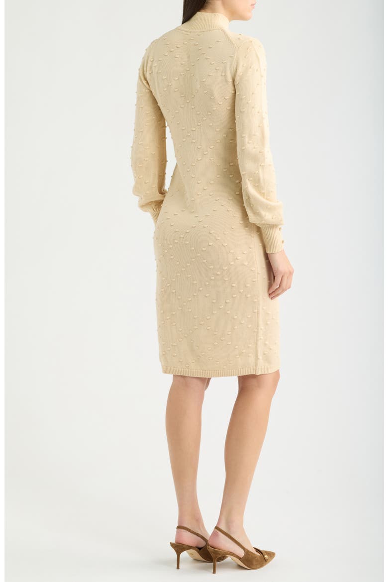 Bobble Diamond Stitch Long Sleeve Sweater Dress, Alternate, color, MACADAMIA