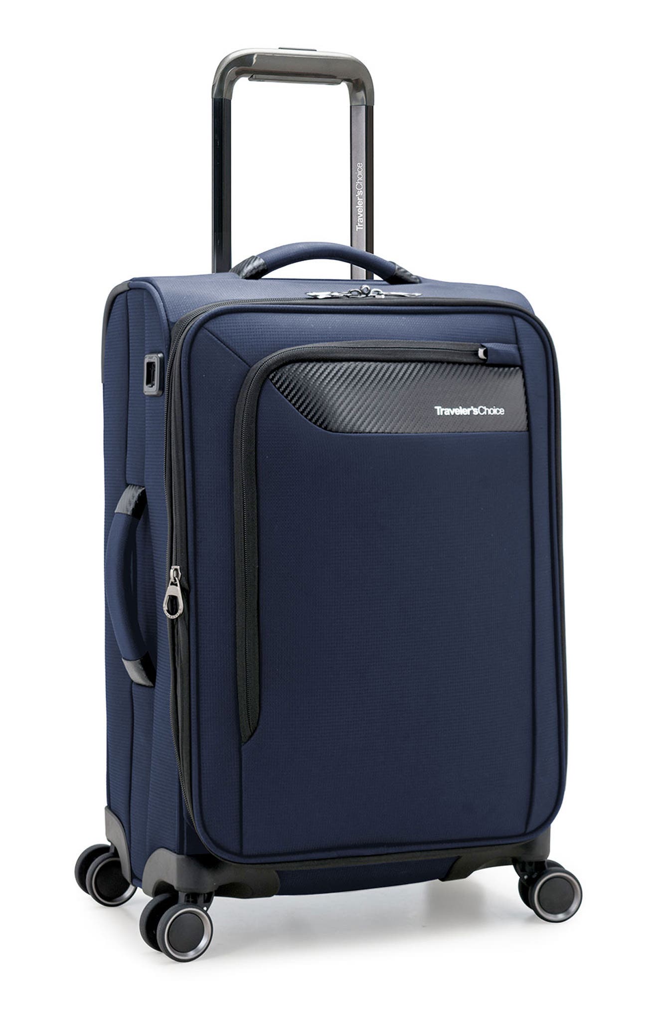 TRAVELERS CHOICE Caymen 22-Inch Spinner Carry-On, Alternate, color, Navy