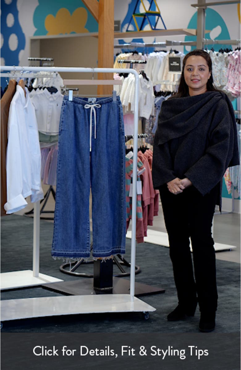 Drawstring Raw Hem Wide Leg Pants, sales video thumbnail