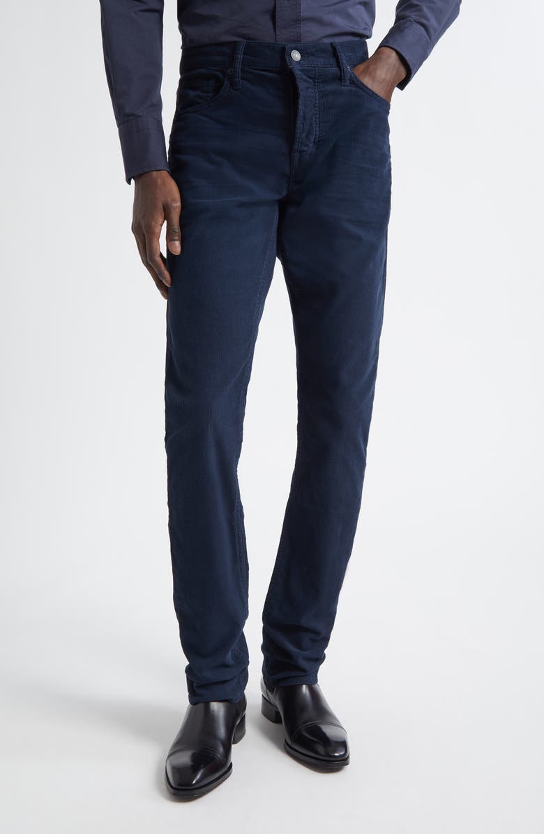 TOM FORD Microcorduroy Slim Fit Five-Pocket Pants, Main, color, Hb825 Navy