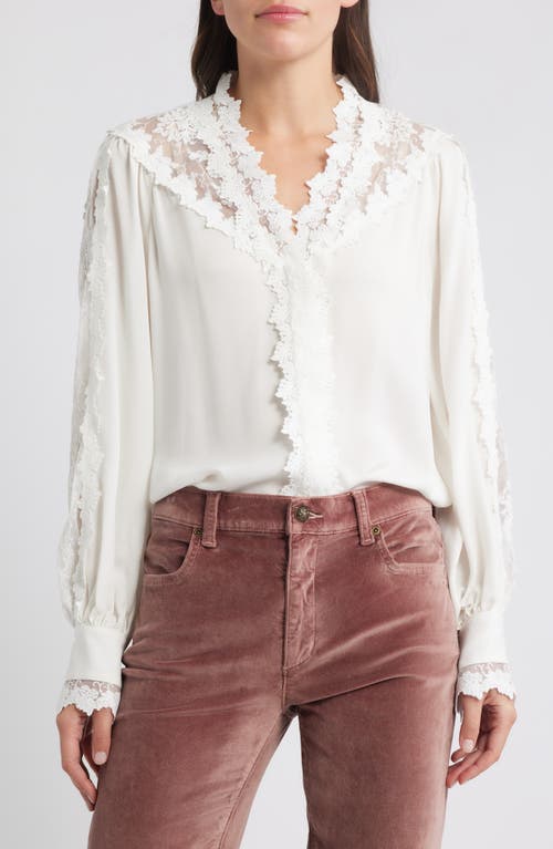 Kobi Halperin Miguel Lace Trim Silk Button-up Shirt In White