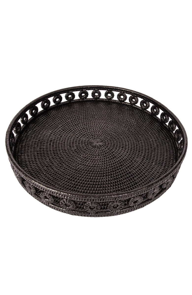 Artifacts Trading Company<sup>™</sup> Artifacts Rattan Inna Design Round Tray, Main, color, Tudor Black