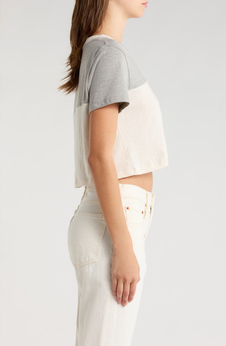 Re/Done Contrast V-Neck Crop Jersey T-Shirt, Alternate, color, Htgvinwhit