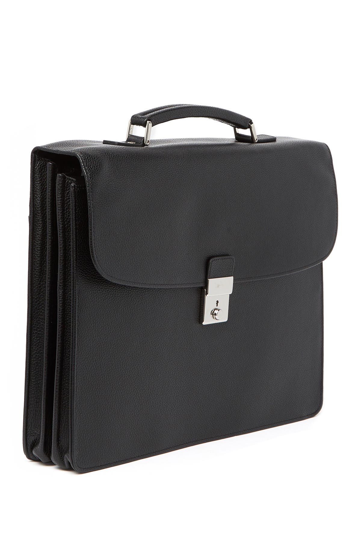 Longchamp Pebbled Leather Briefcase, Alternate, color, Blk/Nickel