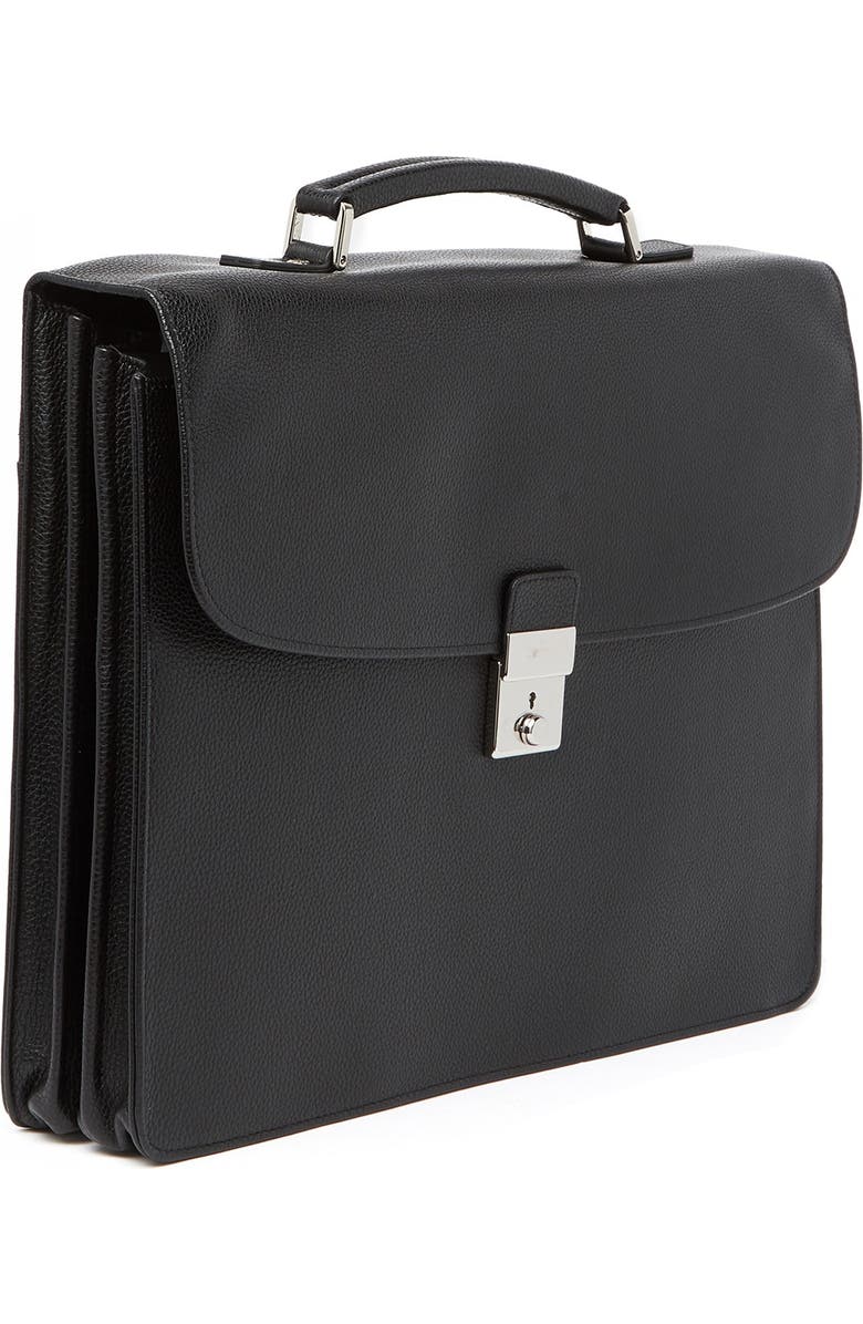 Longchamp Pebbled Leather Briefcase, Alternate, color, Blk/Nickel