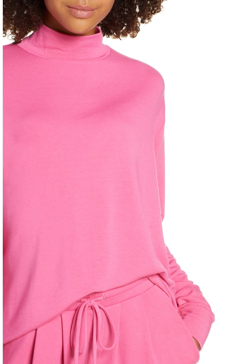 Mock Neck Sweatshirt (Nordstrom Exclusive), Alternate, color, PINK SHOCK