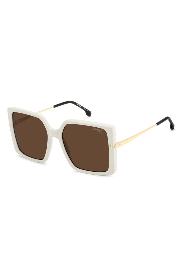57mm Rectangular Sunglasses, Alternate, color, IVORY/ BROWN