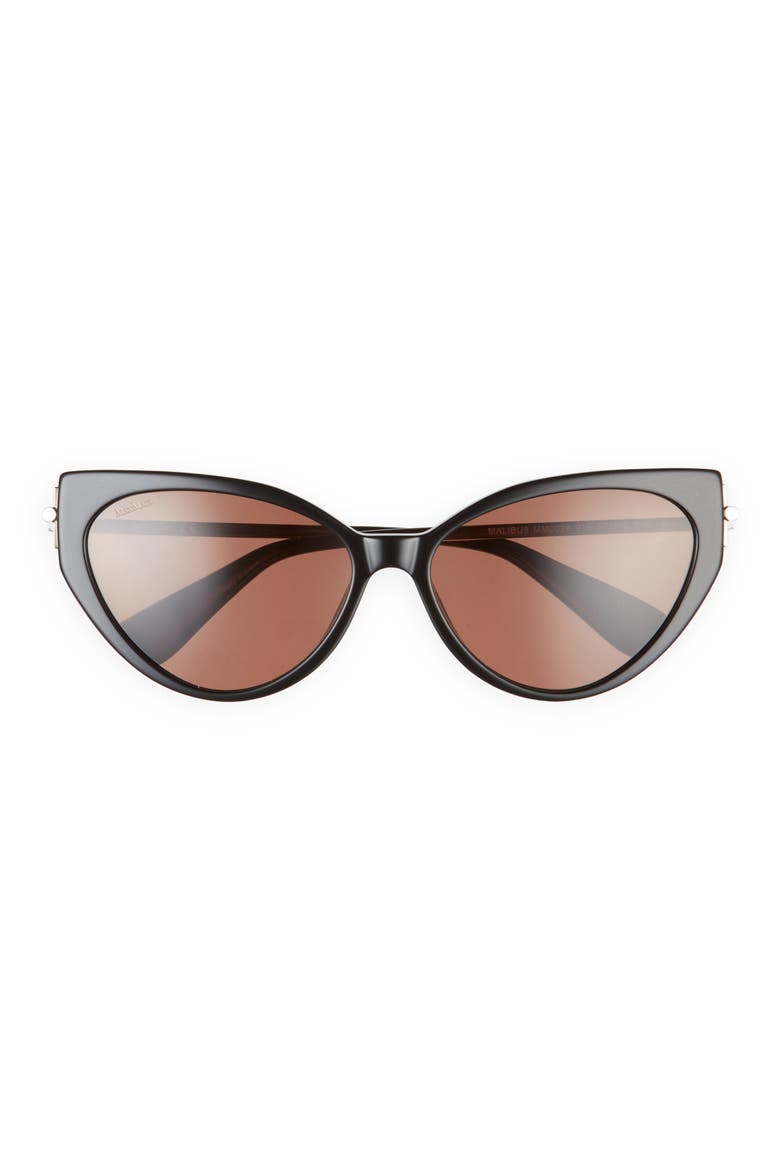 57mm Cat Eye Sunglasses, Main, color, BLACK/ GOLD/ BROWN