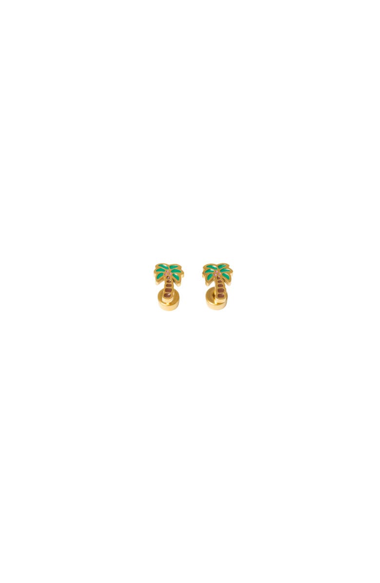 Pip Pop Palm Tree Stud Earrings, Main, color, Green