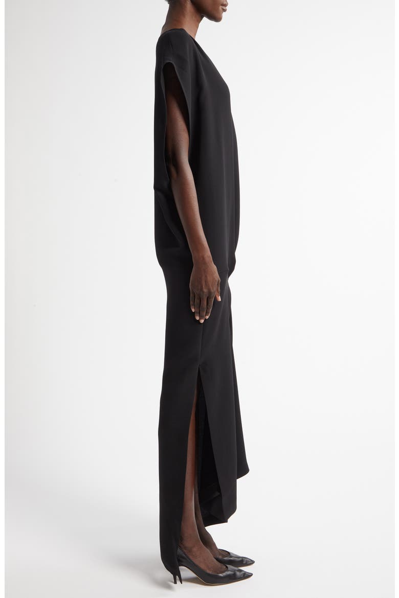 Esmee Asymmetric Silk Column Gown, Alternate, color, BLACK