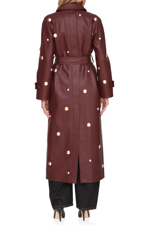 Avec Les Filles Faux-ever Leather™ Classic Belted Trench Coat In Brown