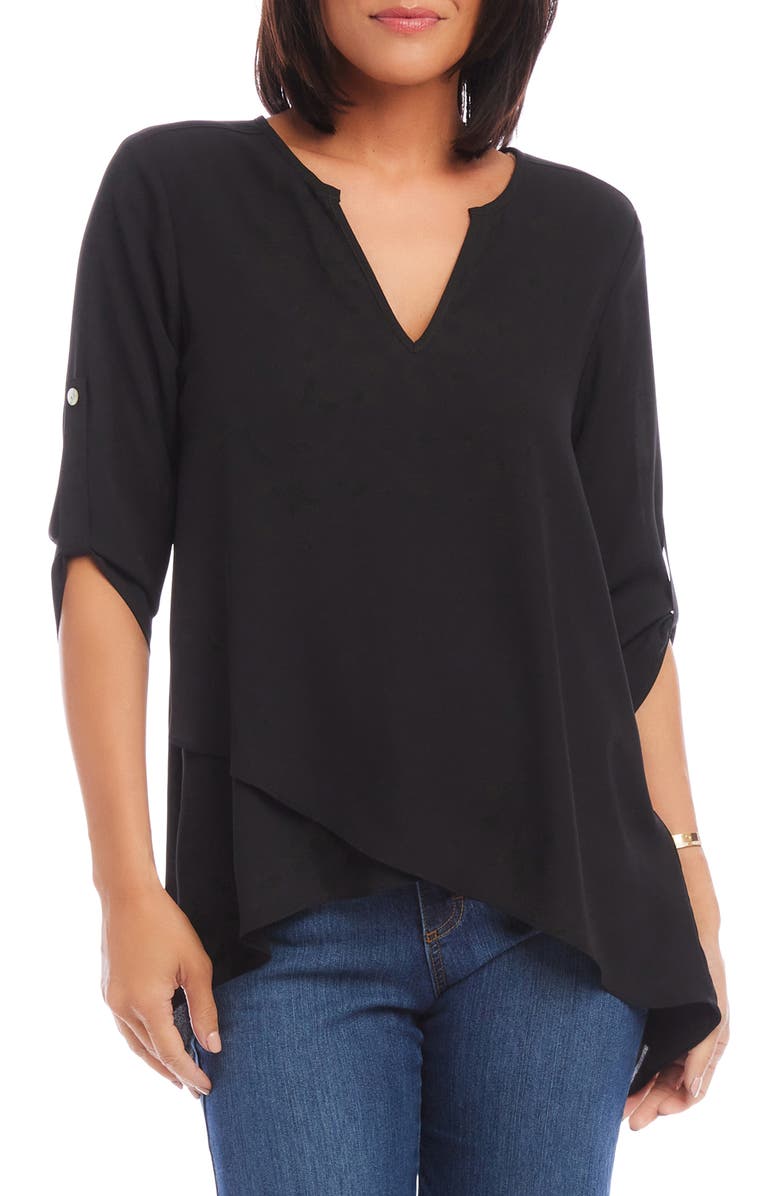 Karen Kane Asymmetric Faux Wrap Top, Main, color, 