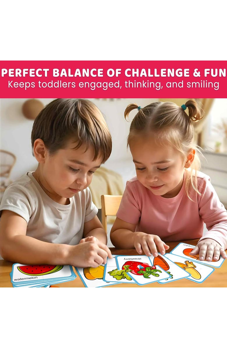 Quokka Memory Matching Puzzle Set for Toddlers, Alternate, color, Fruits & Veggies