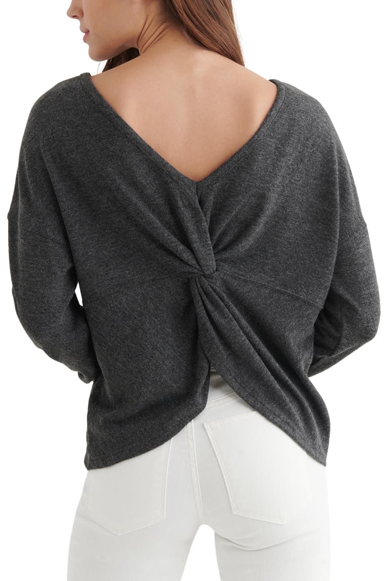 Twist Back Cloud Jersey Top, Alternate, color, CHARCOAL HEATHER