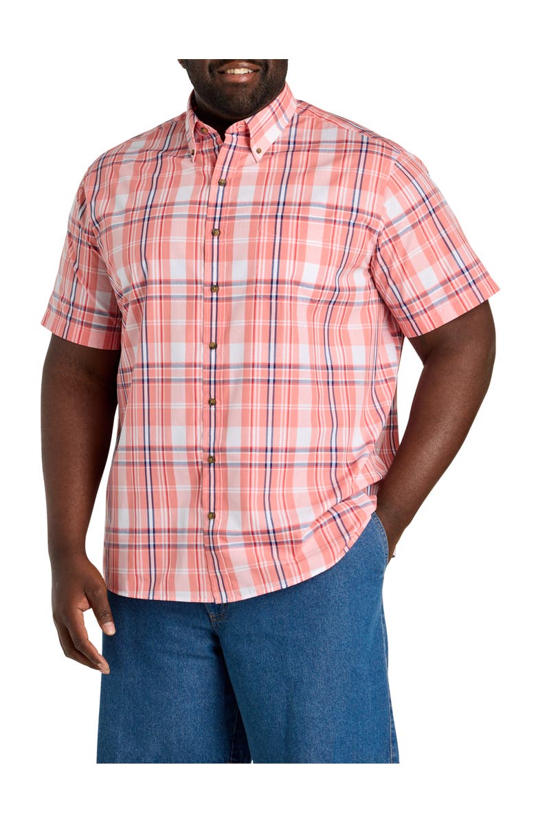 Harbor Bay by DXL Big & Tall Easy-Care Large Plaid Sport Shirt V5, Main, color, Red Multi