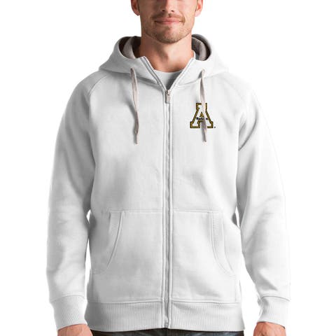 Men's Antigua White Appalachian State Mountaineers Victory Full-Zip Hoodie