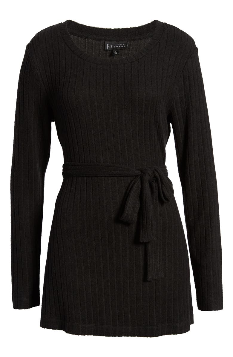 Bobeau Ribbed Knit Cozy Belted Top, Alternate, color, 