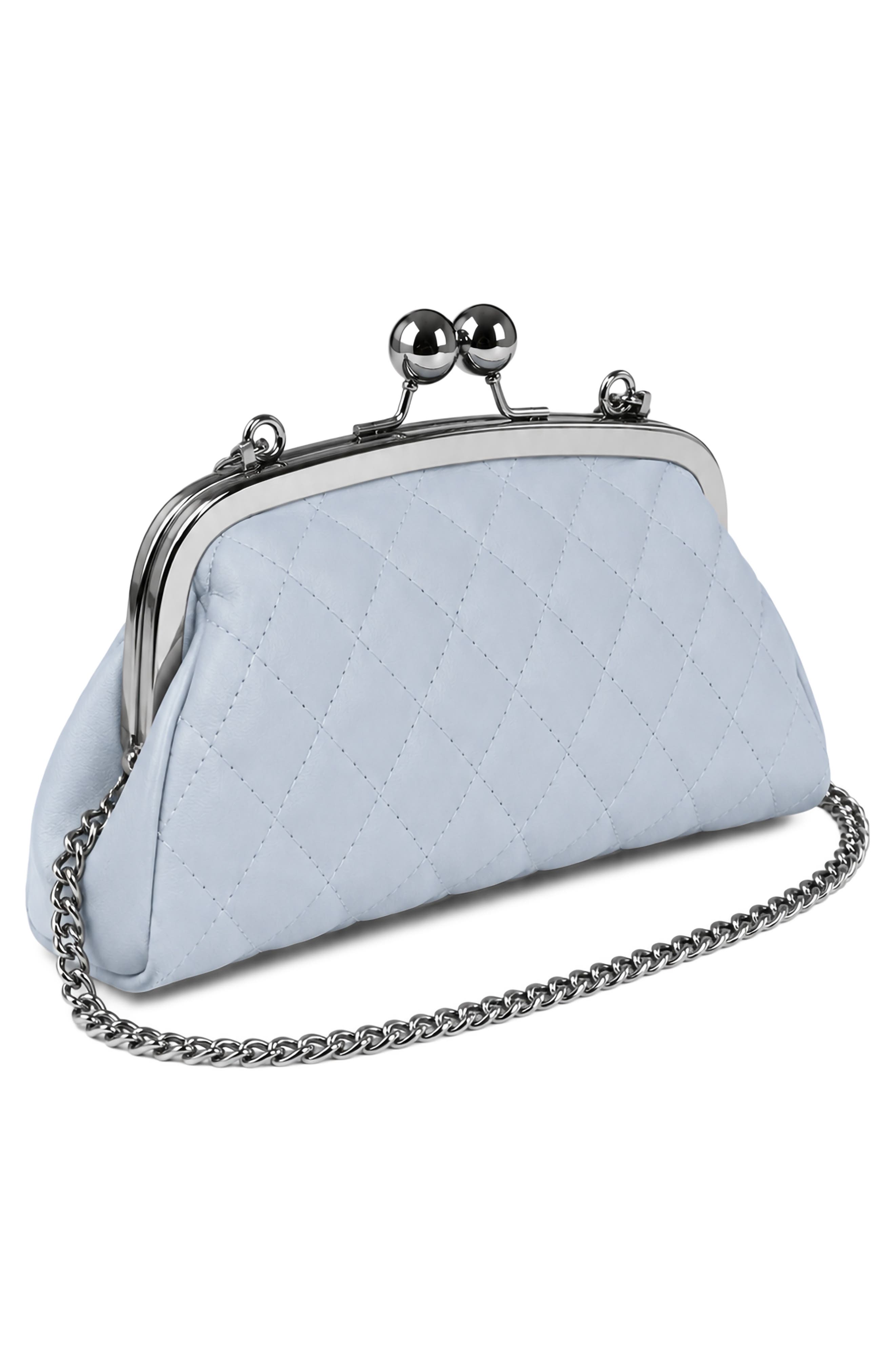 Alethea Quilted Leather Clutch, Alternate, color, PALE BLUE