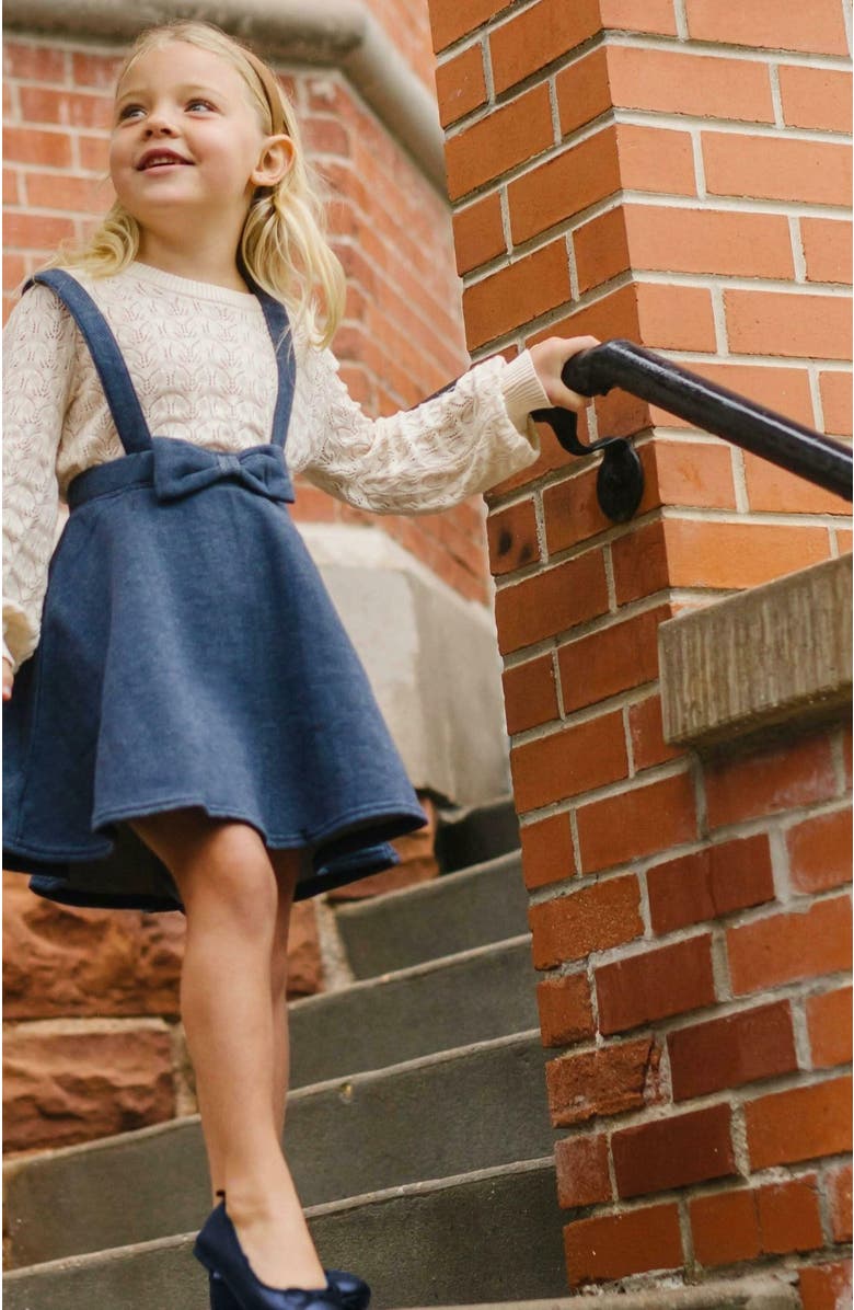 Hope & Henry Girls' Fleece Bow Front Suspender Skirt, Kids, Alternate, color, 