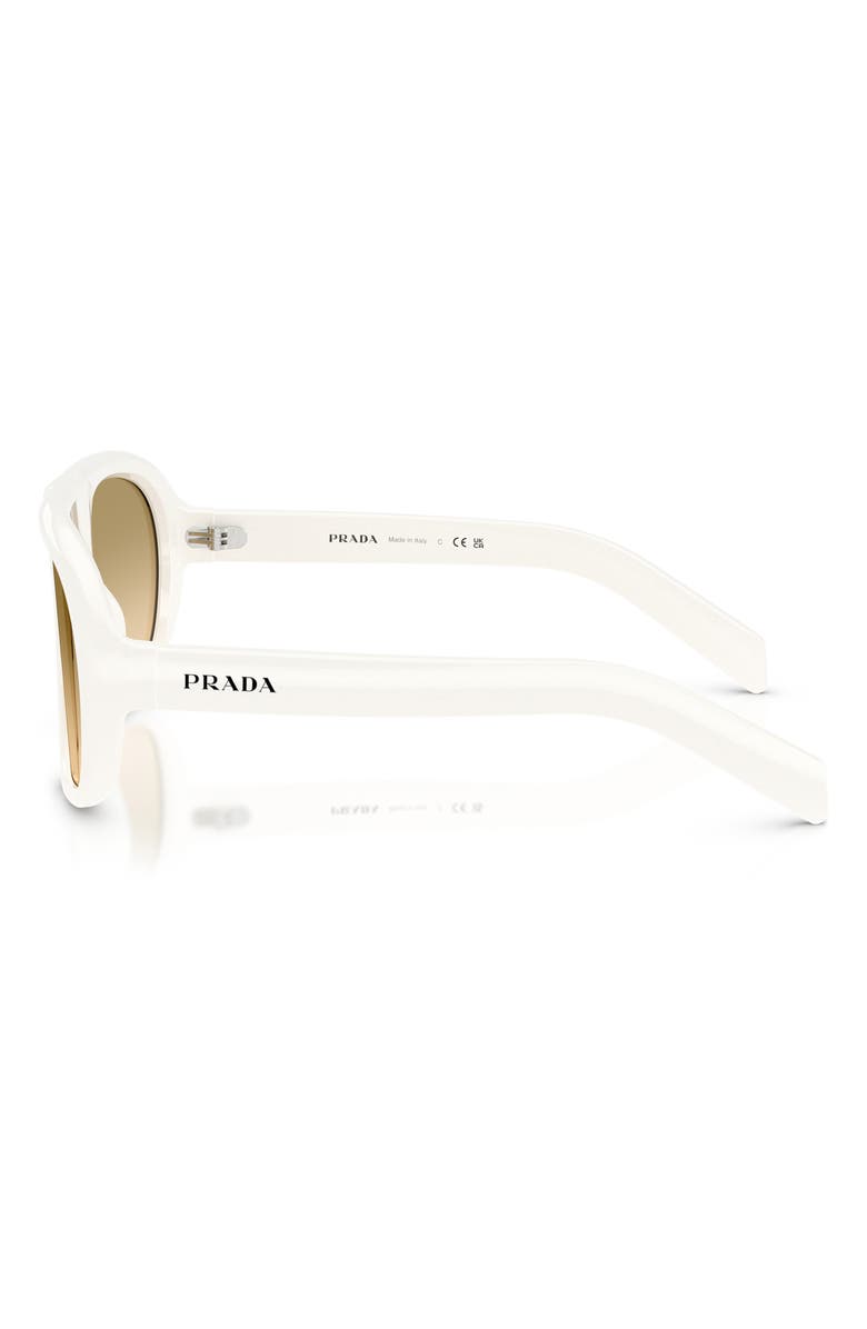 Prada 57mm Irregular Sunglasses, Alternate, color, Talc / Yellow Gradient Brown
