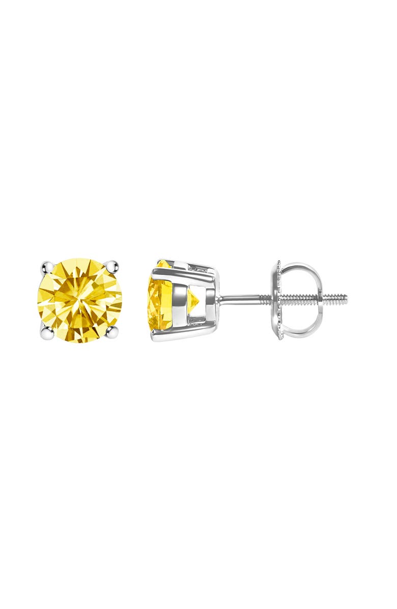 Haus of Brilliance 14K Gold 1 1/2 Cttw Lab Grown Yellow Diamond Solitaire Stud Earrings, Alternate, color, White