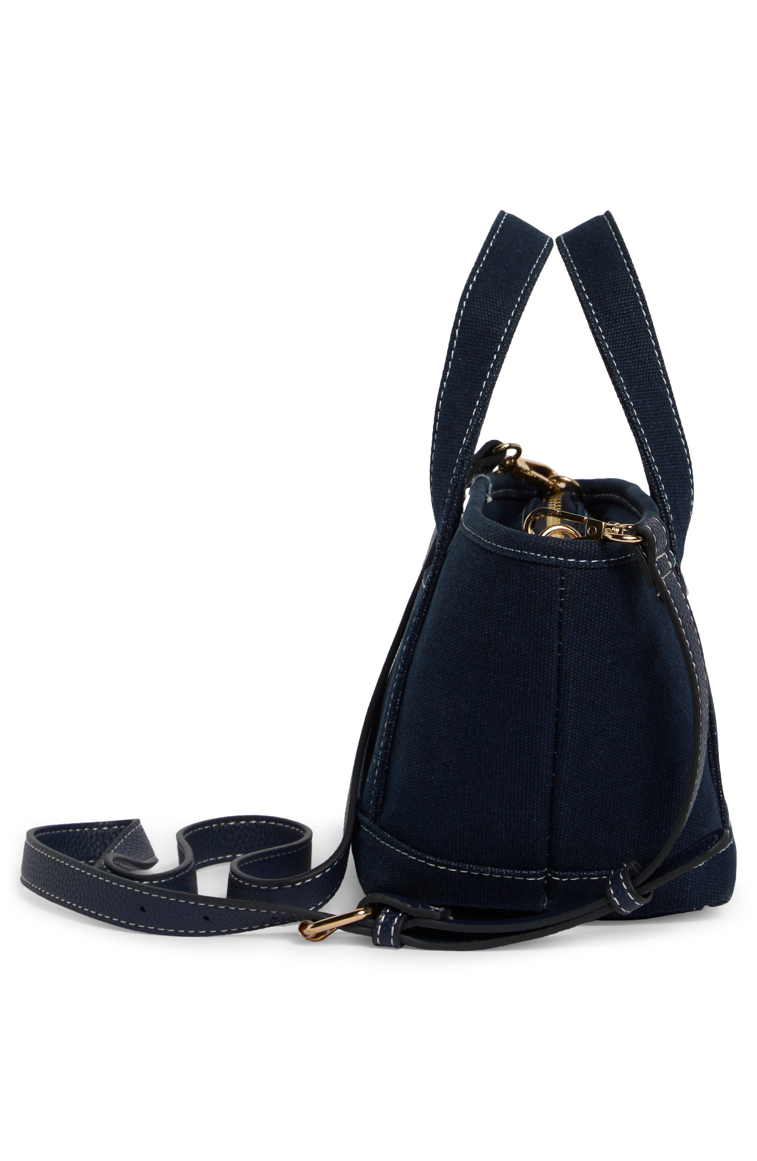 Small Convertible Denim Twill Satchel with Accessories, Alternate, color, NAVY