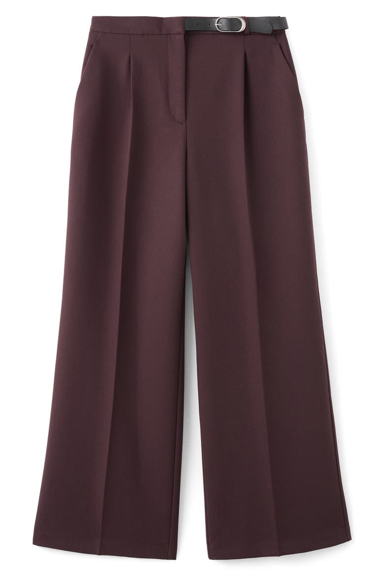 Mid Rise Straight Leg Belt Pants, Alternate, color, WINE