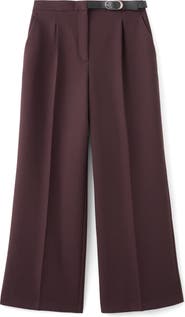 MANGO Mid Rise Straight Leg Belt Pants
