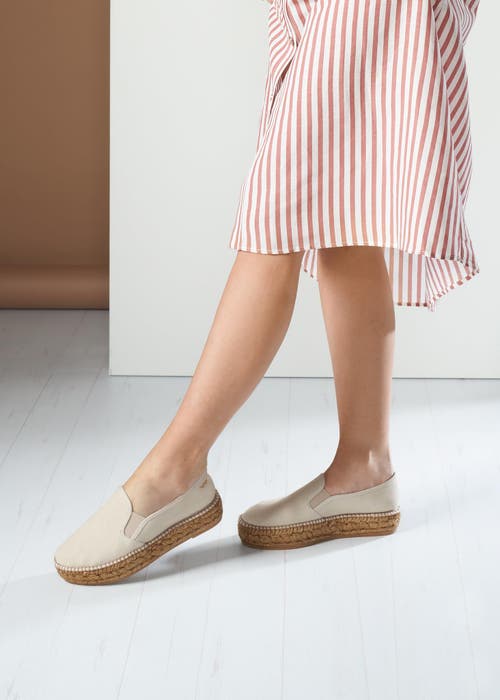 Viscata Castell Canvas Espadrille Platforms In Beige
