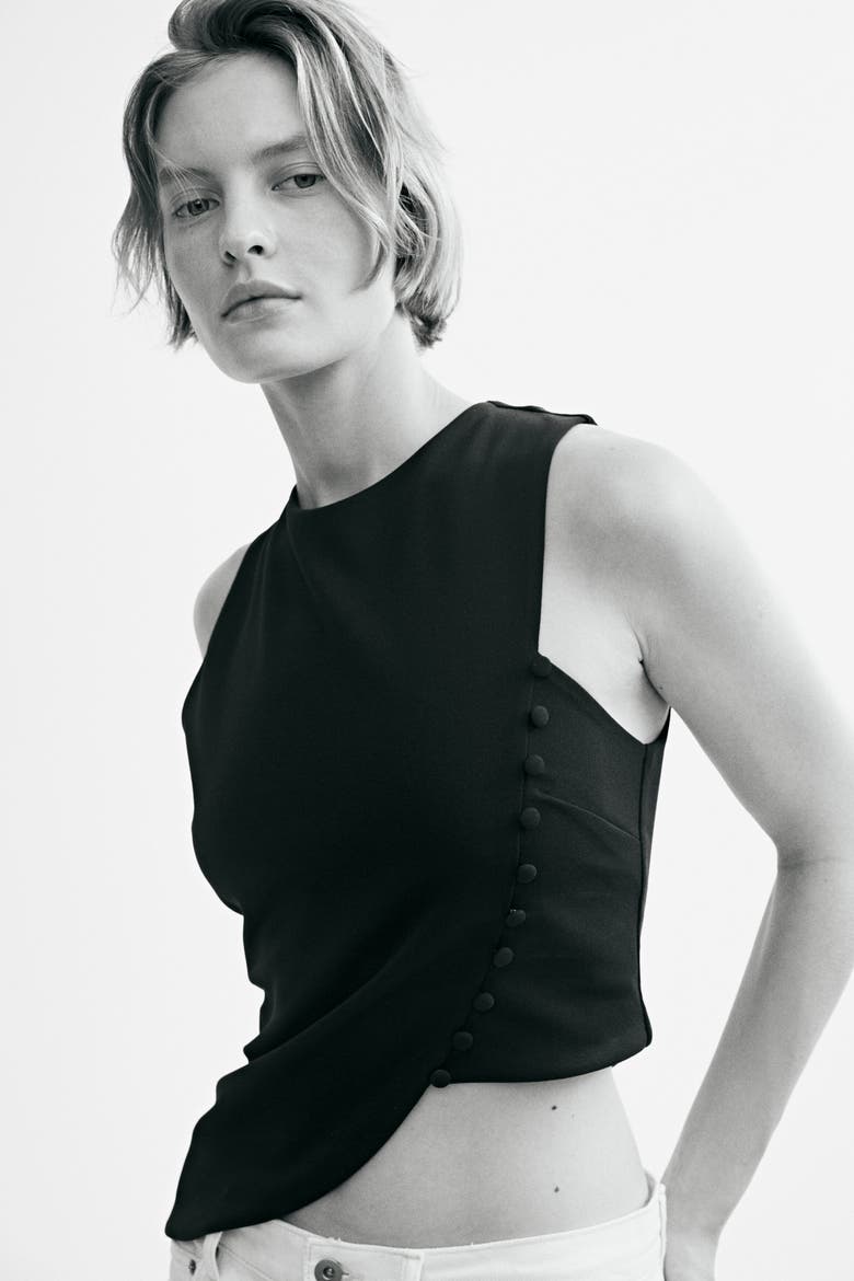 Asymmetric Jersey Top, Main, color, Black