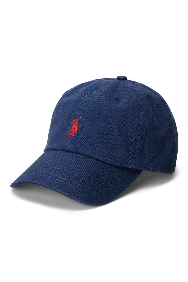 Classic Sport Cotton Twill Baseball Cap, Main, color, NEWPORT NAVY/ RED